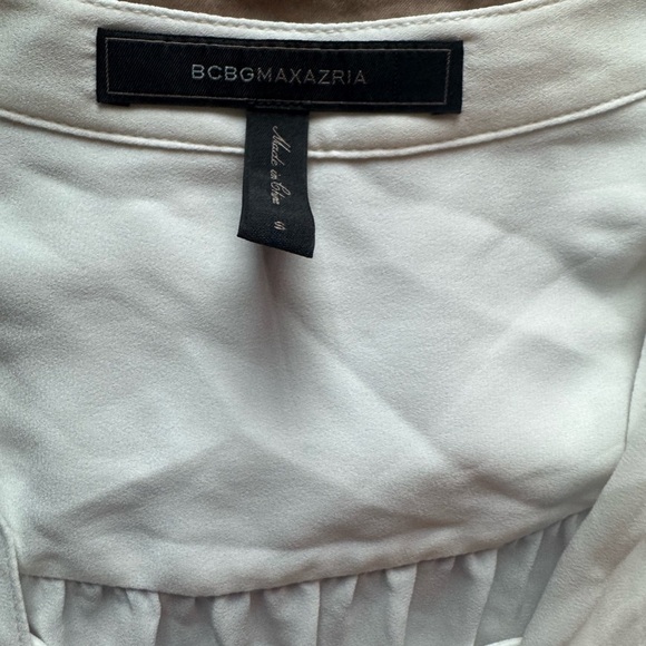BCBGMAXAZRIA White Draped High Low Blouse - Picture 3 of 4
